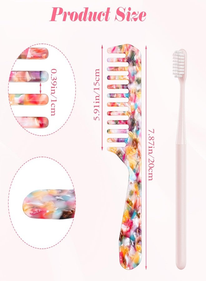 Eldraqth Wide Tooth Comb for Curls, Acetate Detangling Comb Portable Anti-static Tortoise Shell Combs Professional Hairstyling Tools for Women Thick Straight Curly Wavy Wet Dry Hair - Image 2